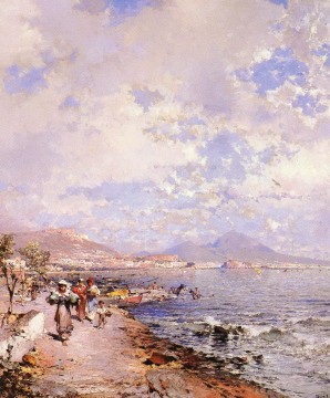 Belgian The Bay Of Naples scenery Franz Richard Unterberger Oil Paintings